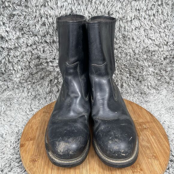 Vintage Cowboy Western Leather Boots Men's 9.5 E Pull On Steel Toe 86516 - Picture 8 of 10